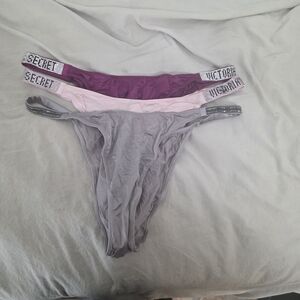 Never Worn - Victoria's Secret Thong Set - Purple, Pink, Gray